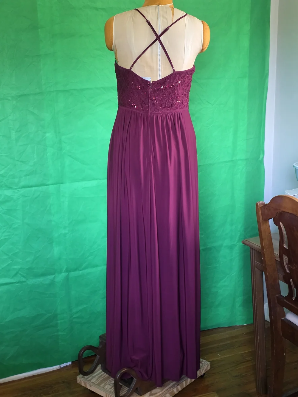 DB Studio Glitter Lace Formal Gown Merlot Burgandy NWT Size 12 - Picture 2 of 16
